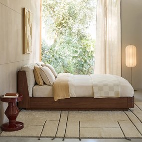 Tweepersoonsbed met opbergruimte in walnootfineer, Angelo