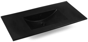 Muebles Raya badmeubel ribbelfront 100cm macchiato met zwarte wastafel zonder kraangat