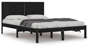 vidaXL Bedframe massief grenenhout zwart 200x200 cm