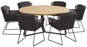 Taste by 4 Seasons Vitali eetset antraciet met Basso tafel Ø 160 cm * SALE *  Tuinset    houtkleur weerbestendig