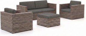 Stoel-bank loungeset ROUGH | 4 personen | Loungeset Grijs | Teakhout | Kees Smit Tuinmeubelen