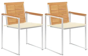 vidaXL Tuinstoelen 2 st met kussens massief teakhout en staal