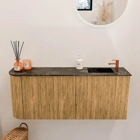 Mondiaz Joya DLux 100cm toiletmeubel ronding links oak met wastafel faye rechts 1 kraangat lava