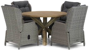 Tuinset Ronde Tuintafel 4 personen 120 cm Wicker Grijs Garden Collections Edingburgh/Sand