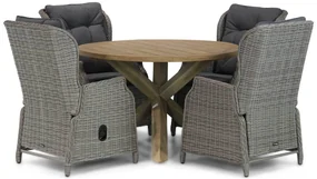 Tuinset Ronde Tuintafel 4 personen 120 cm Wicker Grijs Garden Collections Edingburgh/Sand