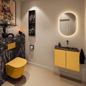 Mondiaz Ture DLux toiletmeubel 60cm ocher met wastafel lava rechts zonder kraangat