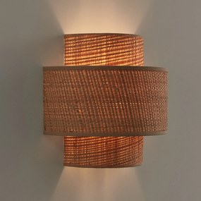 Dubbele wandlamp in raffia, Dolkie