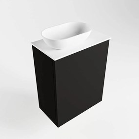 Mondiaz Fowy toiletmeubel 40cm urban met witte waskom links en kraangat