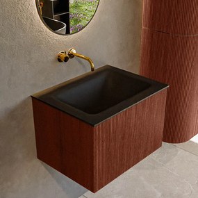 Mondiaz Kurve 60cm badmeubel ruby met 1 lade en wastafel cloud midden zonder kraangat urban