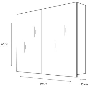 Differnz Style spiegelkast 60x60cm grijs eiken
