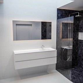 Mondiaz Vica 150cm badmeubel talc 2 lades wastafel Moon rechts met 1 kraangat
