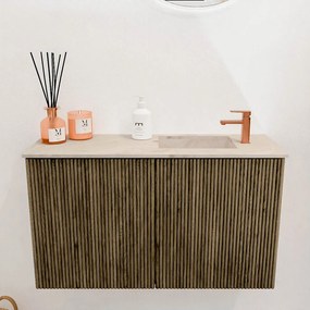 Mondiaz Joya DLux 70cm toiletmeubel dusk met wastafel faye rechts 1 kraangat frappe