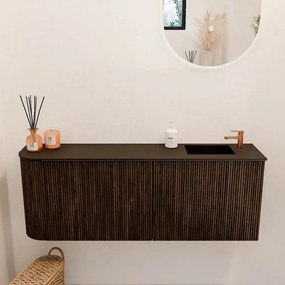 Mondiaz Joya 110cm toiletmeubel ronding links walnut met wastafel faye rechts 1 kraangat urban