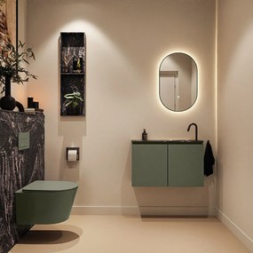 Mondiaz Ture DLux toiletmeubel 80cm army met wastafel lava rechts met kraangat