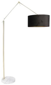Moderne vloerlamp goud velours kap zwart 50 cm - Editor