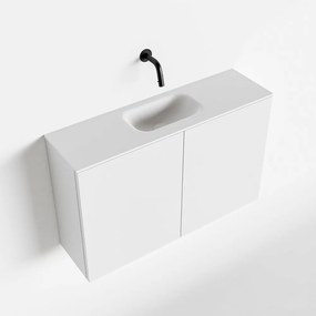 Zaro Polly toiletmeubel 80cm mat wit met witte wastafel zonder kraangat