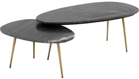 Goossens Salontafel Enzo ovaal, marmer zwart, elegant chic, 110 x 40 x 55 cm