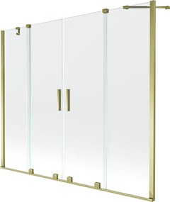 Mexen Velar Duo badscherm voor badkuip 2-delig verschuifbaar 180 x 150 cm, transparant, goud - 896-180-000-02-50