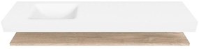 Zaro Alan badmeubel 190cm met planchet washed oak en vrijhangende wastafel cloud links 1 kraangat talc