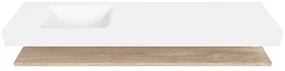Zaro Alan badmeubel 190cm met planchet washed oak en vrijhangende wastafel cloud links 1 kraangat talc