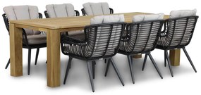 Tuinset 6 personen 240 cm Wicker/Aluminium/Aluminium/wicker Zwart Coco Azzano/Brighton