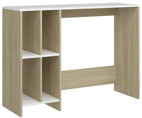 vidaXL Bureau 102,5x35x75 cm spaanplaat wit en sonoma eikenkleurig