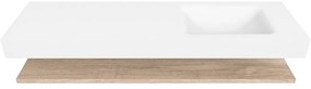 Zaro Alan badmeubel 160cm met planchet washed oak en vrijhangende wastafel cloud rechts zonder kraangat talc
