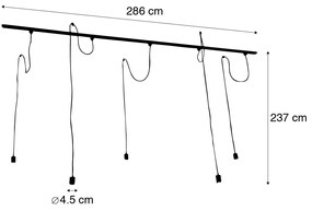 Modern railsysteem met 5 hanglampen zwart 1-fase - Iconic Cavalux Modern Minimalistisch E27 Binnenverlichting Lamp