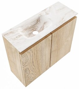 Mondiaz Ture DLux toiletmeubel 60cm washed oak met wastafel frappe links zonder kraangat