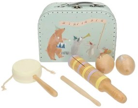 Muziekkoffer, 4 instrumenten, karton en fsc hout