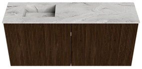 Mondiaz Joya DLux 90cm toiletmeubel walnut met wastafel faye links 1 kraangat glace