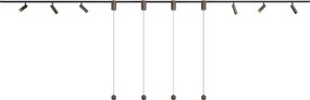 Modern railsysteem met 6 spots en 4 hanglampen easylift donker brons 1-fase - Slimline Uzzy Tira