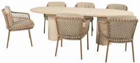 4 Seasons Outdoor Martinique tuinset met Hampton tafel 240 cm Tuinstoel   beige weerbestendig