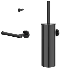 IVY Accessoireset - borstelgarnituur - wand model - handdoekhaak klein - toiletrolhouder - Zwart chroom PVD 6901167