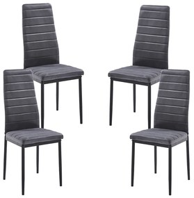 Set 4 Lauter Fluwelen Stoelen