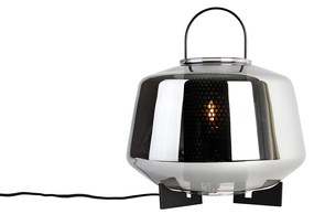 Art deco tafellamp zwart met smoke glas 30 cm - Kevin