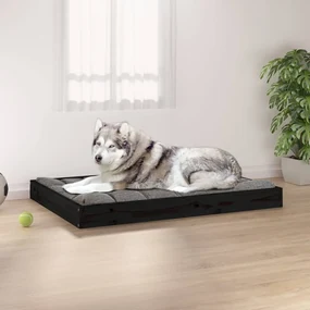 vidaXL Hondenmand 101,5x74x9 cm massief grenenhout zwart