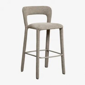 Set Van 2 Hoge Krukken Met Gestoffeerde Rugleuning Brusel ↑75 Cm & Stof Grijs – Taupe - Sklum