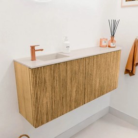 Mondiaz Joya DLux 100cm toiletmeubel ronding rechts oak met wastafel faye links 1 kraangat meli