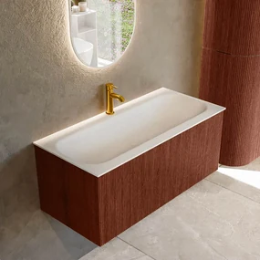 Mondiaz Kurve 100cm badmeubel ruby met 1 lade en wastafel big medium midden 1 kraangat