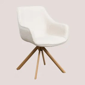 Eetkamerstoel In Teddy Lucy White & Natuurlijk Hout - Sklum