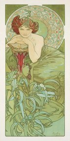 Kunstreproductie Emerald from The Precious Stones Series (Beautiful Distressed Art Nouveau Lady) - Alphonse / Alfons Mucha, (20 x 40 cm)