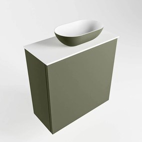 Mondiaz Fowy toiletmeubel 50cm army met legergroene waskom rechts en kraangat