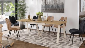 AVERY Eikenhout Artisan/onderkant beige - LOFT/INDUSTRIËLE TAFEL VOOR WOONKAMER / EETKAMER UITKLAPBAAR TOT 330 cm!