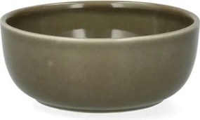 Schaal, reactieve glazuur, steengoed, olijfgroen, Ø13 x 5 cm