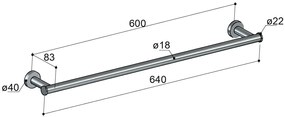 Hotbath &More handdoekhouder 64cm gepolijst zwart PVD