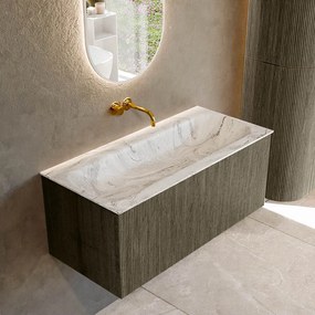 Mondiaz Kurve-dlux 100cm badmeubel shadow met 1 lade en wastafel big medium midden zonder kraangat glace