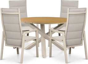 Tuinset Ronde Tuintafel 4 personen 125 cm Aluminium Taupe  Lifestyle Garden Furniture Essence/Ancona