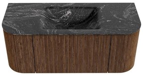 Mondiaz Kurve-dlux 110cm badmeubel ronding links/rechts walnut met 1 lade en 2 deuren en wastafel cloud midden 1 kraangat lava