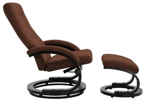 vidaXL Fauteuil verstelbaar met voetenbankje suède stof bruin